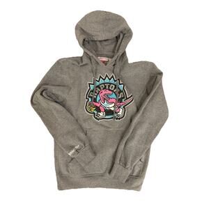 NBA TORONTO Raptors Mens Hoodie Small RARE Pink Raptor Retro Throwback Mitchell